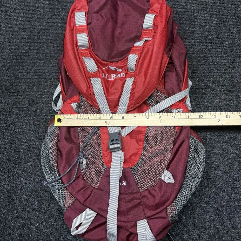 LL Bean Escape 20 Daypack Backpack Hiking Rucksack Red Maroon Outdoor Bag